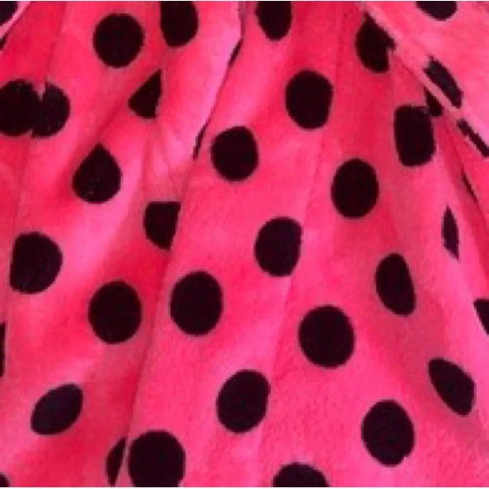 Victoria secret pink robe polka dot neon pink black gold dog emblem fuzzy fleece - Picture 3 of 3